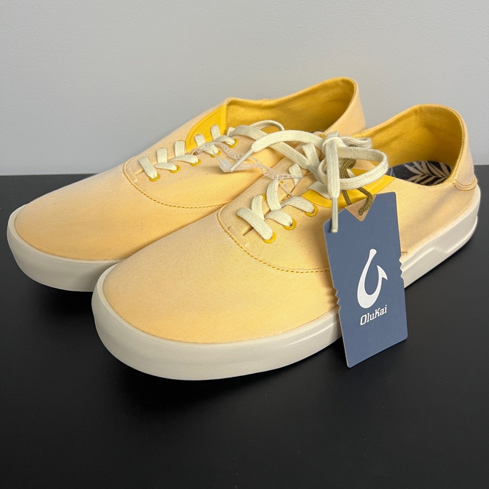 OluKai Tradewind Mens Solar Glow Yellow Canvas Sneakers 10533-LXLX Size 10 NEW